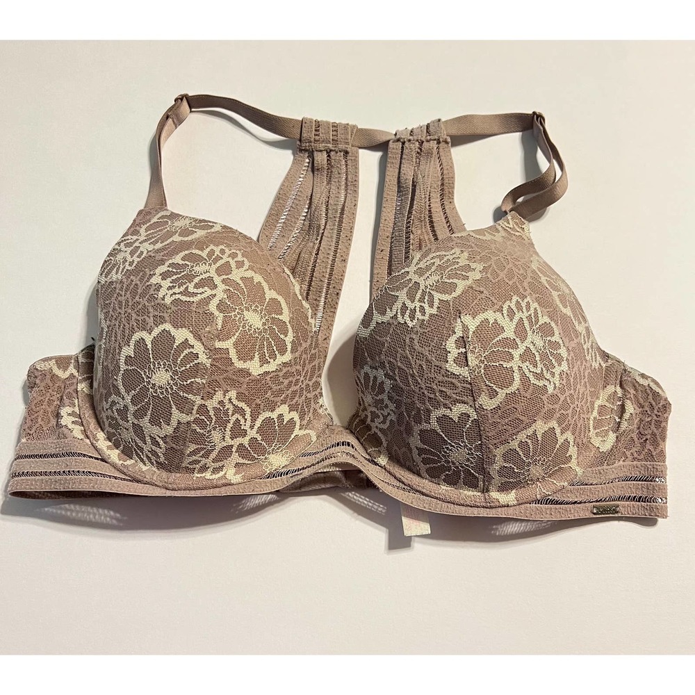 Victoria's Secret Pink Lightly Lined Racerback Underwire Floral Lace 36C